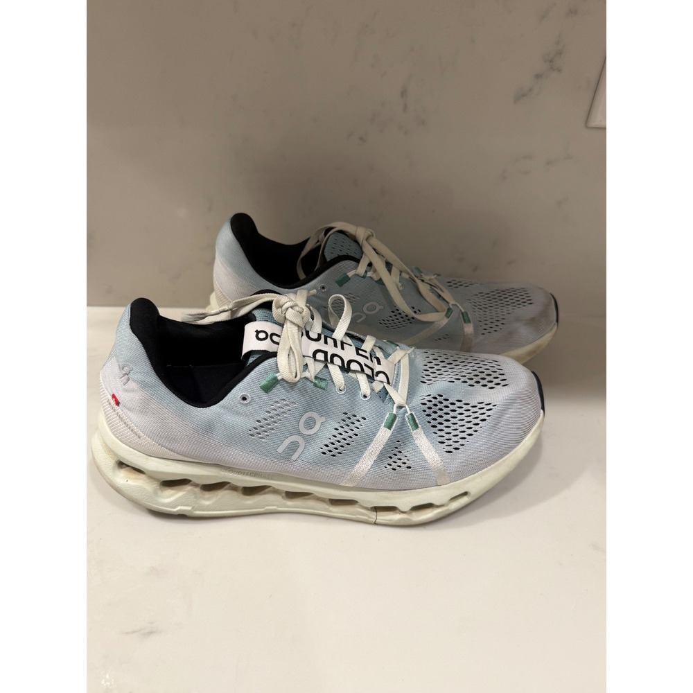 On Cloudsurfer Mens Running Shoes Light Blue White  Size 10.5